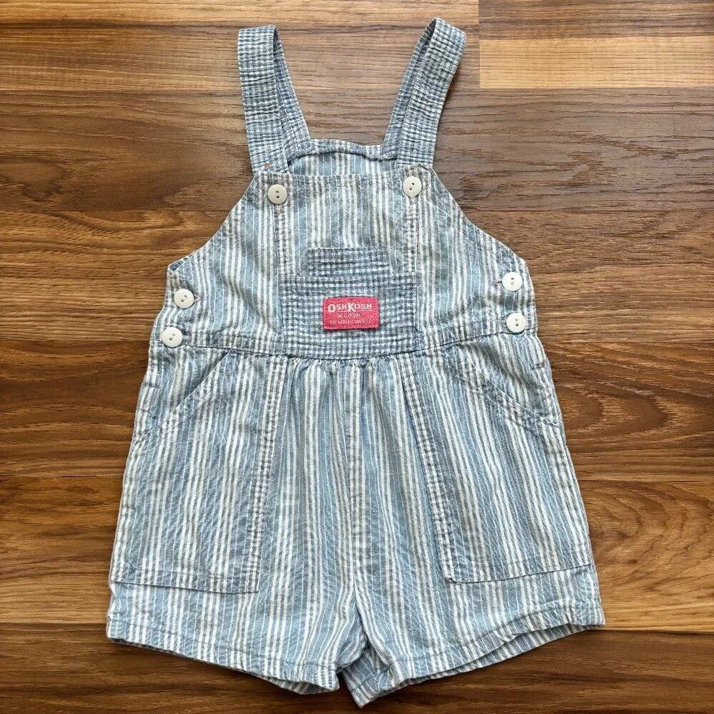 Osh Kosh B'Gosh Vintage Made in USA Cotton Striped 4T Overalls Jumpsuit